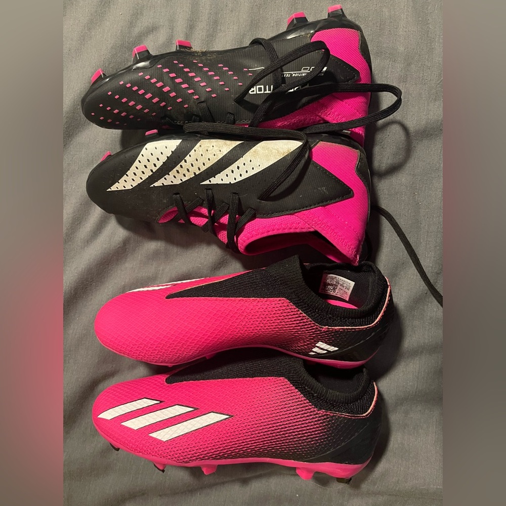 2 pair used cleats Adidas soccer cleats boys size 2